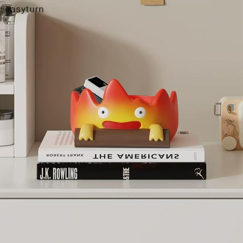 Easyturn Calcifer Fire เดสก์ท็อปตกแต่ง Creative Home ห้องนั่งเล่น Porch Key ถาดการ์ตูนขนมขบเคี้ยว Organizer เครื่องประดับตาราง