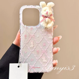 เข้ากันได้สําหรับiPhone 16 15 14 13 12 11 Pro Max X XR Xs Max 7 8 Plus SE2020การ์ตูนตุ๊กตากระต่ายเคสโทรศัพท์ปกอ่อนใส