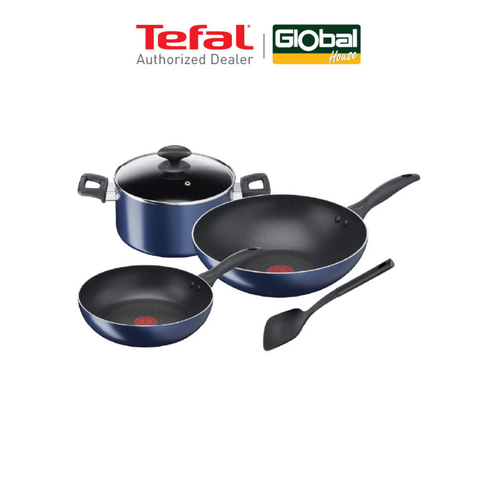 GlobalHouse TEFAL B266S595 CLEAR COOK ชุดเซ็ตกระทะ 5 ชิ้น  : STW22 W.LID + FP20 + WP28 + SPATULA สิน