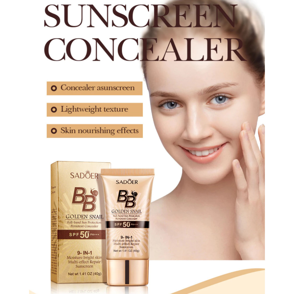 【COD】2pcs Sadoer Gold Snail Sunscreen BB Cream Foundation คอนซีลเลอร์ Moisturizing Isolation Cream S