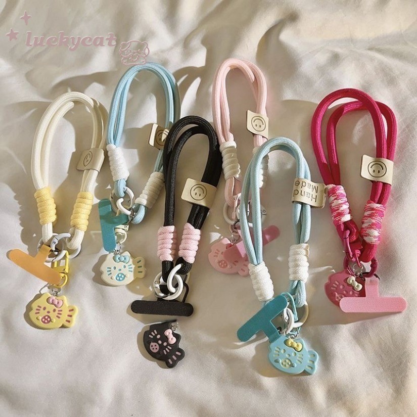 Ins น่ารักสีสันปลารูป KT แหวนโทรศัพท์โทรศัพท์ Lanyard Key Lanyard ป้องกันอุปกรณ์เสริมโทรศัพท์