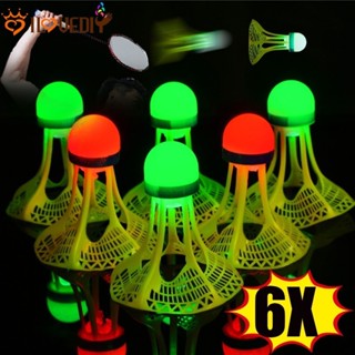 [HGB] ลูกขนไก่ LED กันลม 6 ชิ้น สำหรับฝึกซ้อมกลางคืน | ลูกแบ…