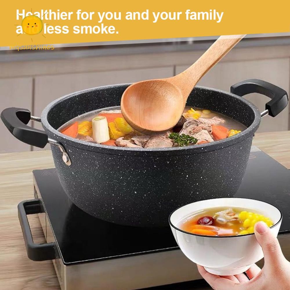☀MS หม้อซุป Nonstick Stock หม้อพร้อมที่จับหม้อตุ๋นลึก Fast Heat Iron หม้อปรุงอาหาร Induction หม้อซุปสําหรับ Home Kitchen