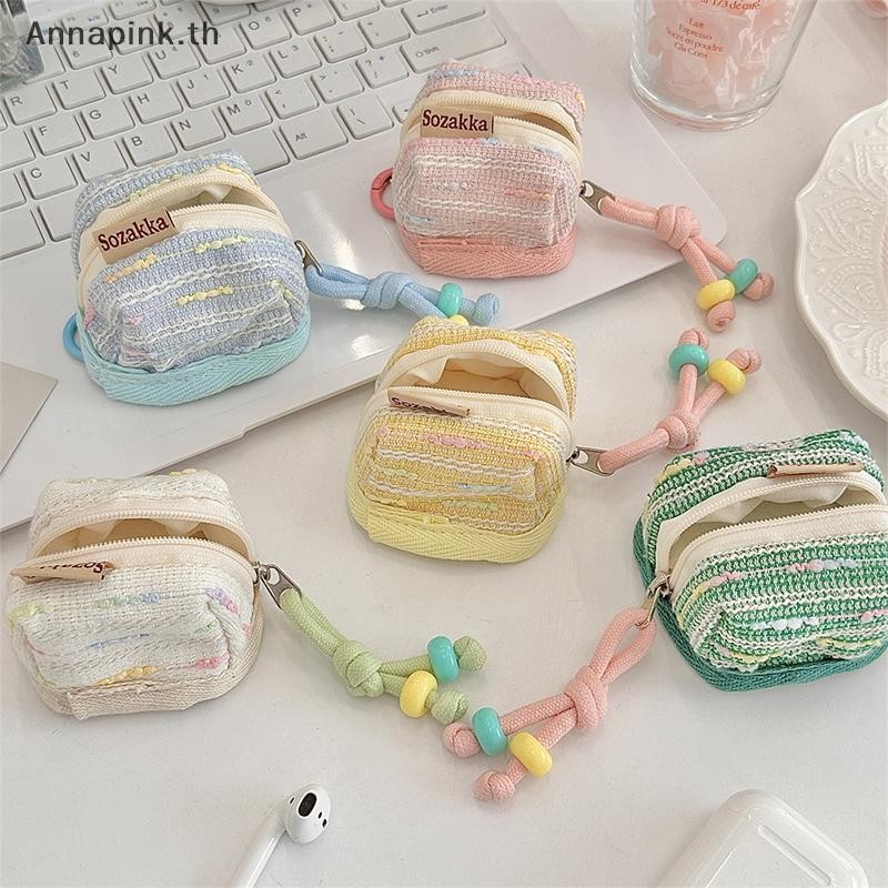 Annapink.th กระเป๋าใส่เหรียญน่ารักและพกพาหูฟังไร้สายเคสป้องกันกระเป๋าสตางค์ EN