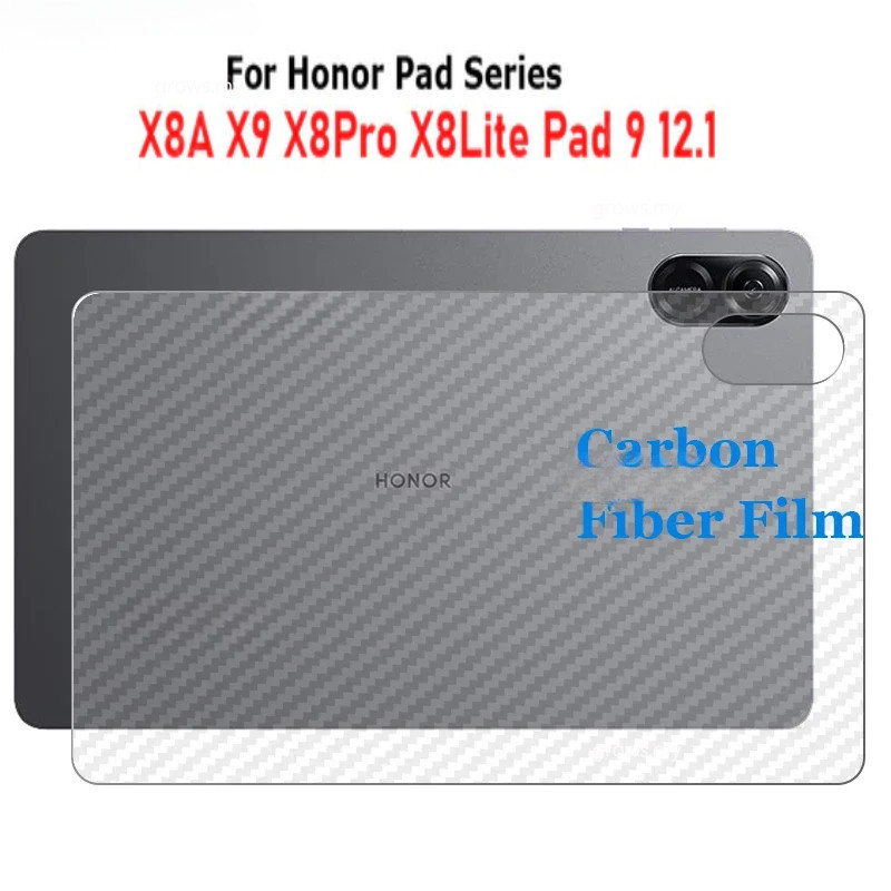 สําหรับ Honor Pad X8A NDL-W09 X8Pro Pad 9 12.1 แท็บเล็ต 8 6 X9 11.5 X8 Matepad11.5 12 X 11.5S 2024 SE 11 2023 Pro12.7 3D คาร์บอนไฟเบอร์ด้านหลังด้านหลังฟิล์มป้องกันหน้าจอ Stiker