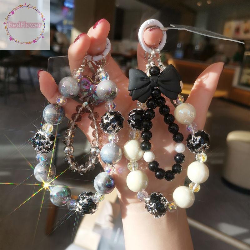 Redflower Bowknot โทรศัพท์มือถือ Lanyard สายรัดข้อมือสําหรับผู้หญิงมือถือโซ่สั้น Anti-lost โทรศัพท์มือถือกรณี Key จี้โทรศัพท์ Charm สายคล้อง TH