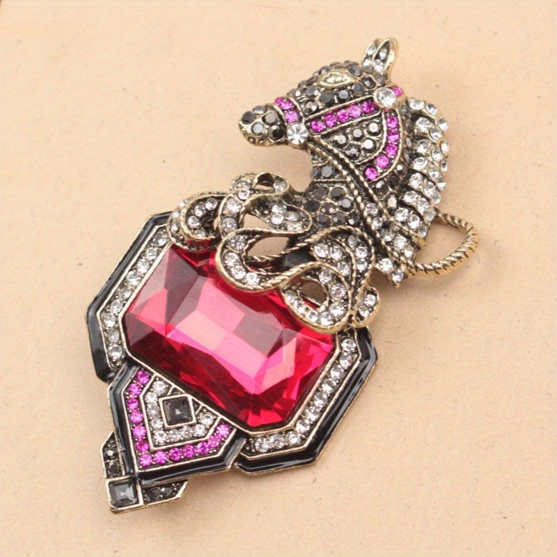 Vintage ใหม่ Rhinestone Horse-head เข็มกลัดยุคกลาง Vintage สัตว์ Pin สุภาพสตรีเสื้อกันหนาว Coat อุปกรณ์เสริมของขวัญ
