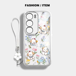 สําหรับ Vivo Y04 Y29S Y29 Y19S Y21d Y31d Y31 V29E Y200 5G 4G S17 V29 S17T 5G น่ารักลูกสุนัข Anti Fall โทรศัพท์ป้องกันกรณีดอกไม้เชือกแขวน