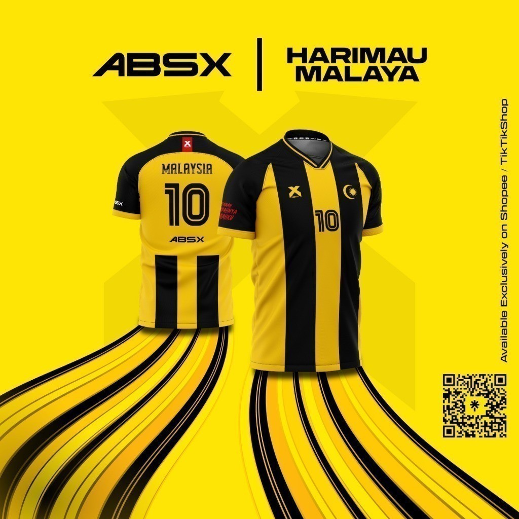 2025 แฟชั่น ABX Malaysia Home Football Jersey Asia Cup กาตาร์เสื้อเสือมาเลเซีย