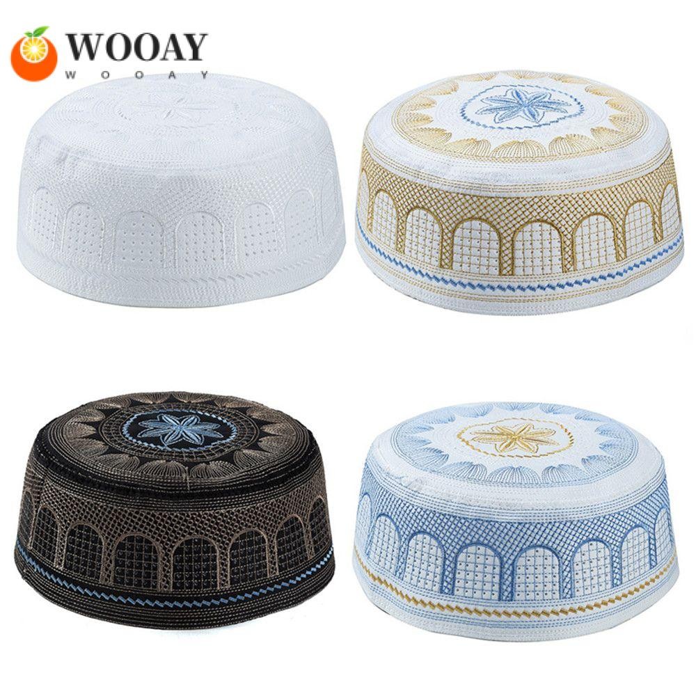 Wedgw หมวกมุสลิมแฟชั่นเย็บปักถักร้อยผ้าฝ้ายผ้าโพกหัวมุสลิม