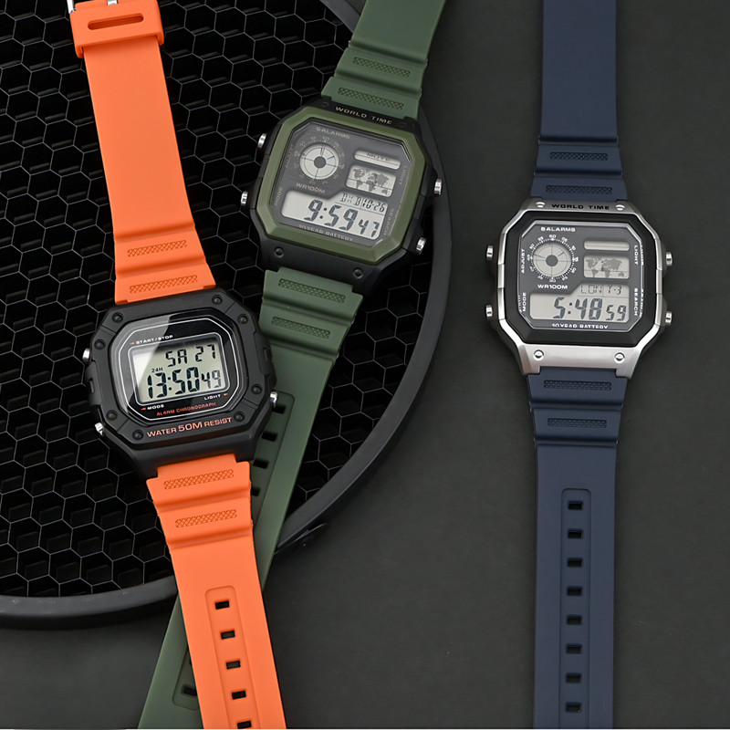 18 มม.สายนาฬิกายางสําหรับ Casio W-800H 216H 735H SGW-300H AE-1200 1300 AQ-S810W เปลี่ยนกีฬานาฬิกาดําน้ํา
