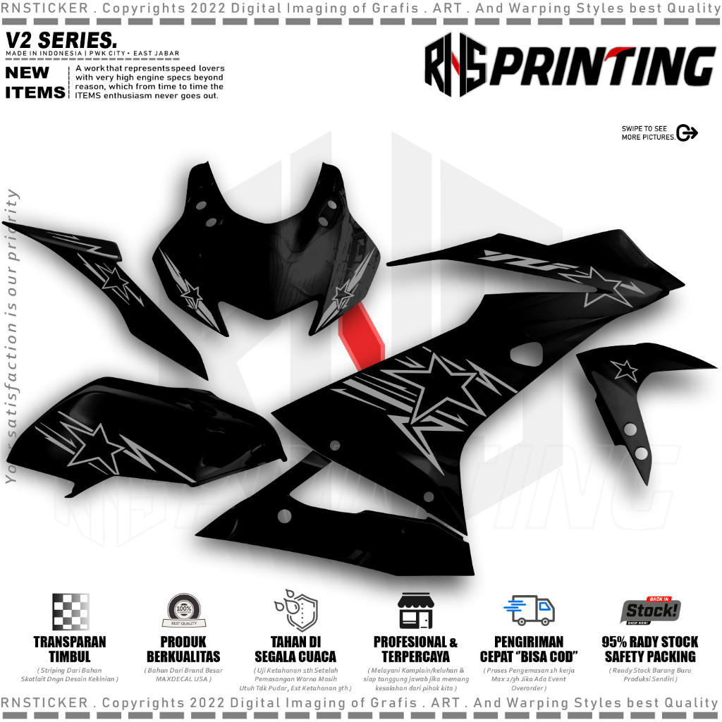 V2 ตัด Striping R15 V3 Star Motif V2 รุ่น Striping สติกเกอร์ Variation R15 YZF Bintang