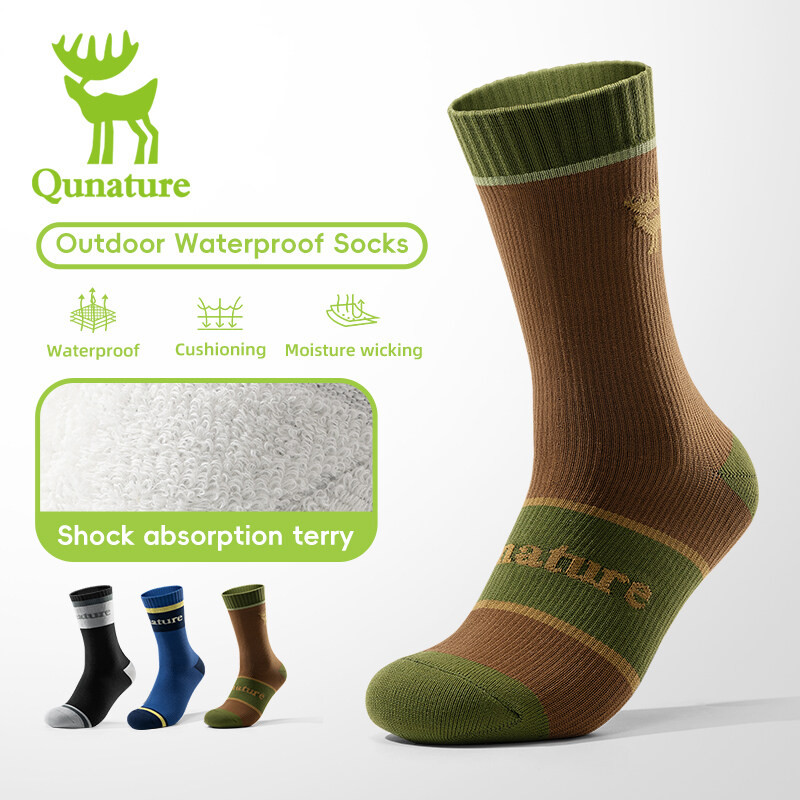 【TH Delivery】Qunature Outdoors ถุงเท้ากันน้ํากันกระแทกทนต่อการสึกหรอเล่นสกีตกปลาตั้งแคมป์เดินป่าปีนเขาถุงเท้าอบอุ่นกลางแจ้ง