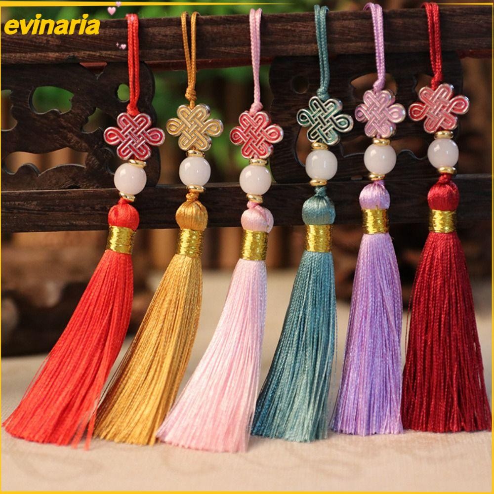 Evinaria จีนปมพู่จี้,หัตถกรรมที่มีสีสันพู่โทรศัพท์จี้, DIY สไตล์จีนแขวนตกแต่งเสื้อผ้าจี้กระเป๋าอุปกรณ์เสริม
