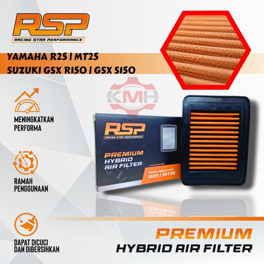 Rsp กรองอากาศ Premium Hybrid Yamaha R25 - MT25 / GSX R150 - GSX S150