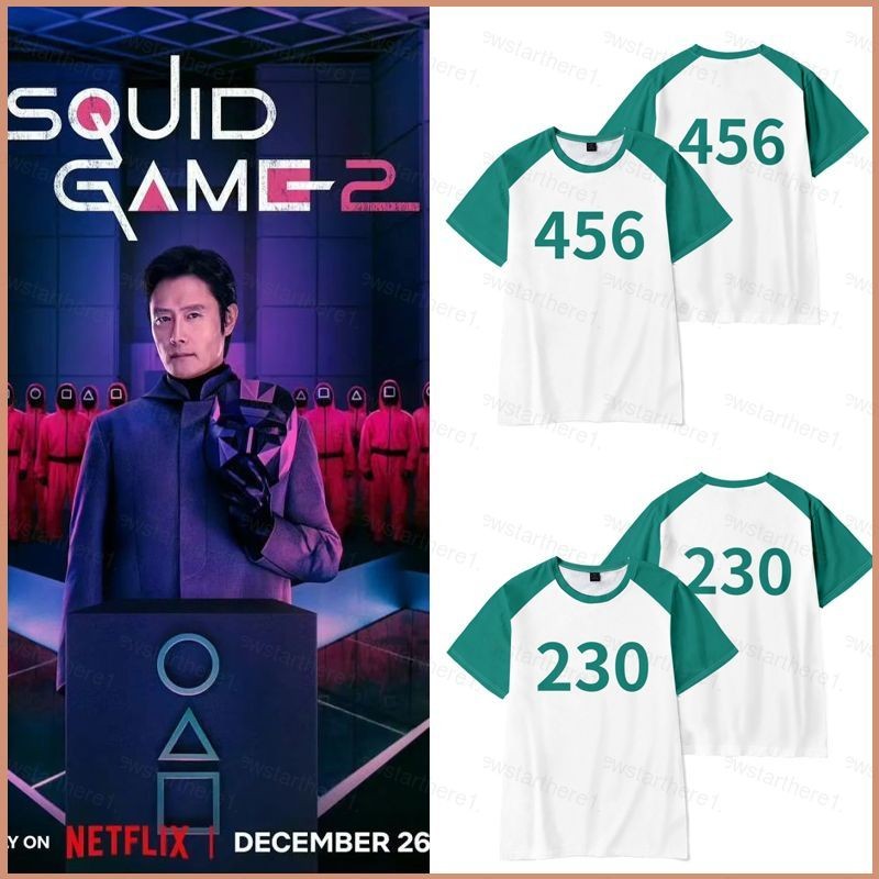 Jason Squid Game Season 2 หมายเลข 230 456 222 เสื้อยืดฤดูร้อนอะนิเมะแขนสั้นด้านบน