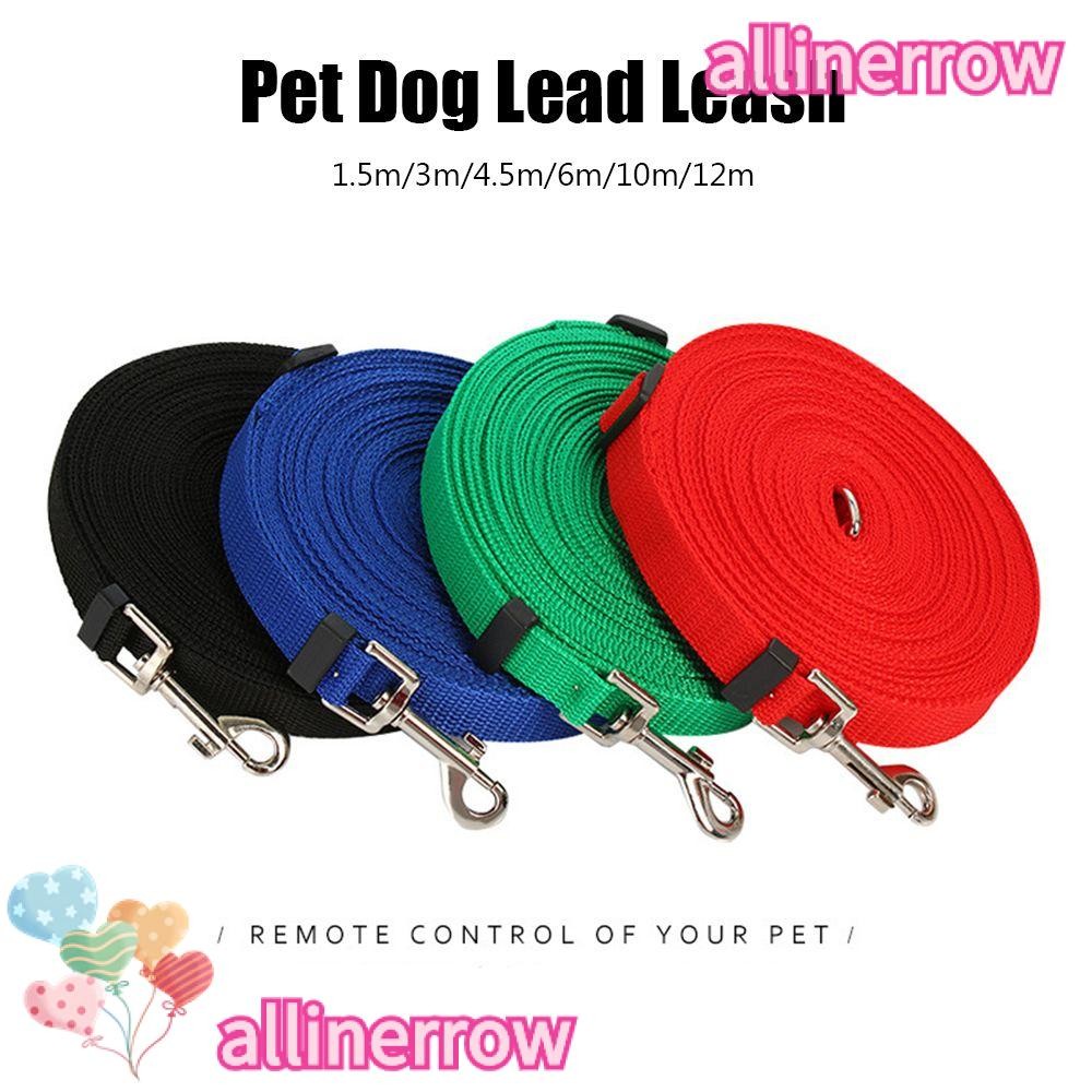 Allinerrow สายรัดตะกั่ว เข็มขัดไนลอนสีสันสดใส ปลอกคอลูกสุนัข เชือกลากแบบยืดหยุ่น