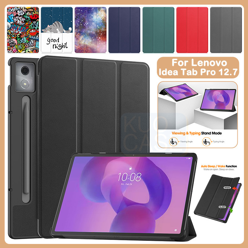 สําหรับ Lenovo Idea Tab Pro 12.7 TB373FU เคสหนัง PU ปรับฝาครอบขาตั้งแบบพับได้
