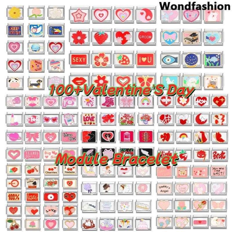 Love วันวาเลนไทน์อิตาเลี่ยน Charm สร้อยข้อมือ Fit 9 มม.สร้อยข้อมือสแตนเลส DIY เครื่องประดับทําอุปกรณ์เสริม Retro บุคลิกภาพโมดูลสร้อยข้อมืออุปกรณ์เสริม