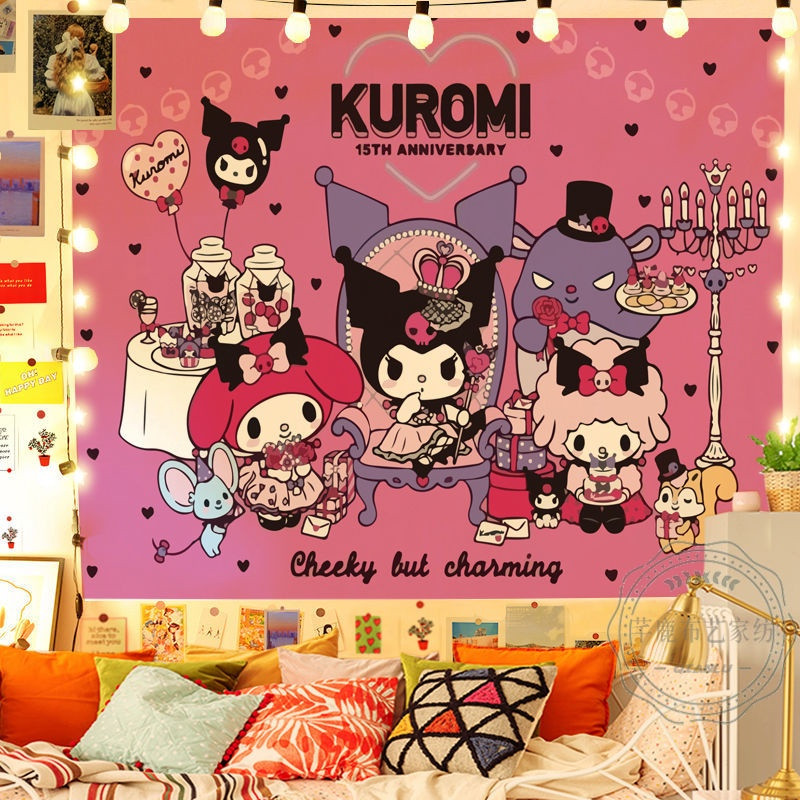 แนะนำ ผ้าม่าน ผ้าม่านลายสุนัขอบเชยพื้นหลังผ้าการ์ตูนสาวหัวใจคุโรมิผ้าม่านห้องพักหอพักข้างเตียง ราคาพิเศษ มีเก็บเงินปลายทาง