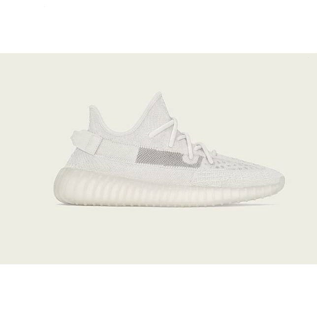 รองเท้าผู้ชายและผู้หญิง Adidas Yeezy Boost 350 V2 สีขาวกระดูก สะท้อนแสงด้านข้างโปร่งใส HQ631