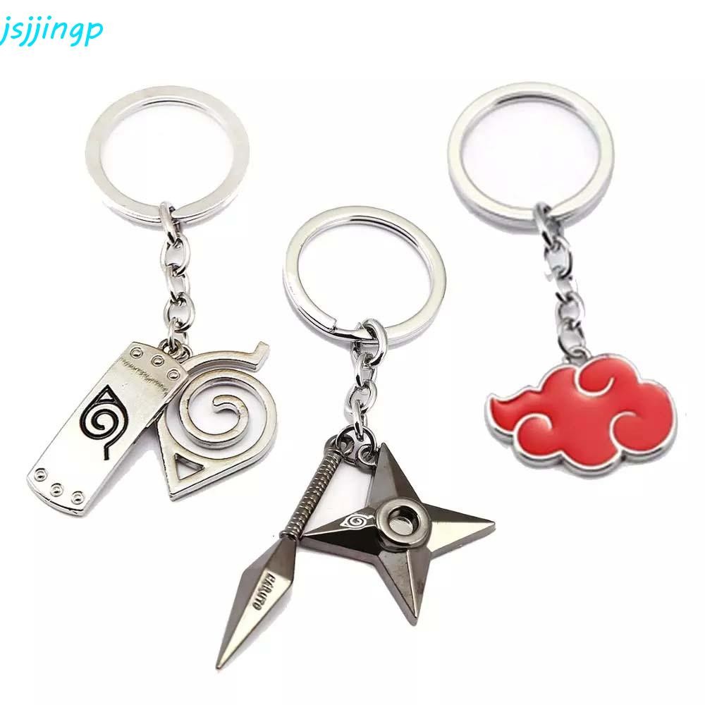 Jsjjingp Keyholder กระเป๋าจี้ของขวัญโลหะการ์ตูน Key Chain พวงกุญแจพวงกุญแจรถ Naruto สัญลักษณ์