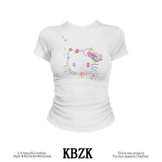 น่ารักและเซ็กซี่ สไตล์ สวิงคอปก เสื้อยืดแขนสั้น สำหรับผู้หญิ…