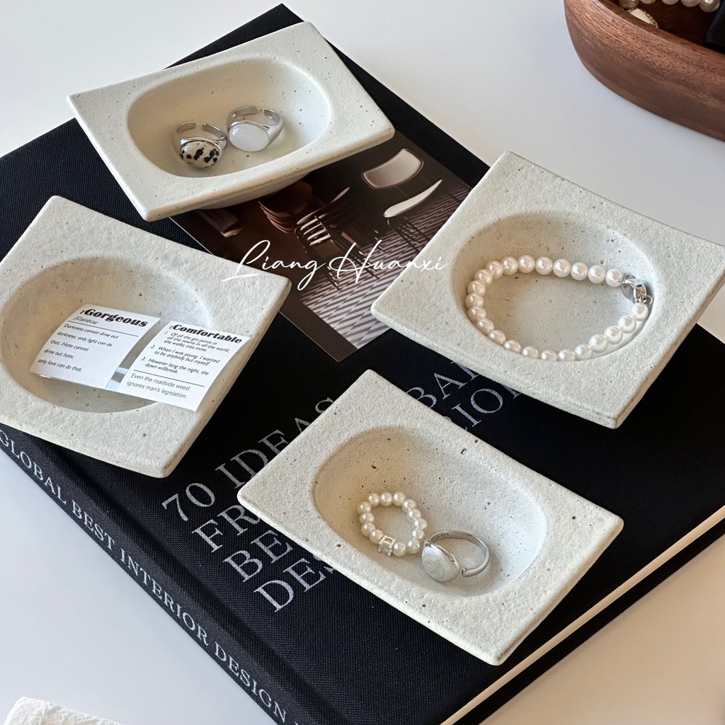 Dreamerhouse มินิเซรามิคแหวนถาดหู Studs สร้อยข้อมือเครื่องประดับถาดสโตนแวร์แหวนผู้ถือเครื่องประดับกล่องเครื่องประดับ