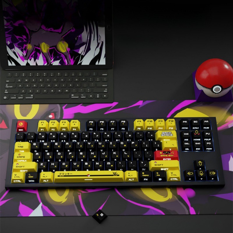 Umbreon Keycap 120 คีย์โปรไฟล์เชอร์รี่ PBT Letter พิมพ์ด้านข้าง LED Transmission Wooting60 Mad68 Aul