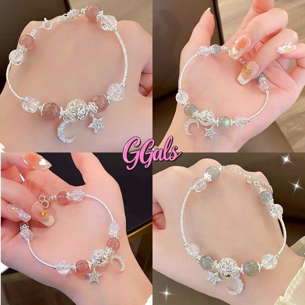 🌺GGals🌺กำไลข้อมือ เครื่องประดับมืออเนกประสงค์ ลายพระจันทร์กับดาว เรียบง่ายและสง่างาม ดีไซน์เฉพาะตัว แต่งโซ่ลูกปัด