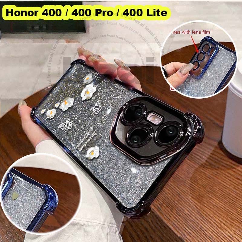 GlitterเคสHonor 400 Pro Honor400 Pro 400 Lite 5GเคสHonor400 Honor400Pro5G Case Flower Soft กันกระแทก