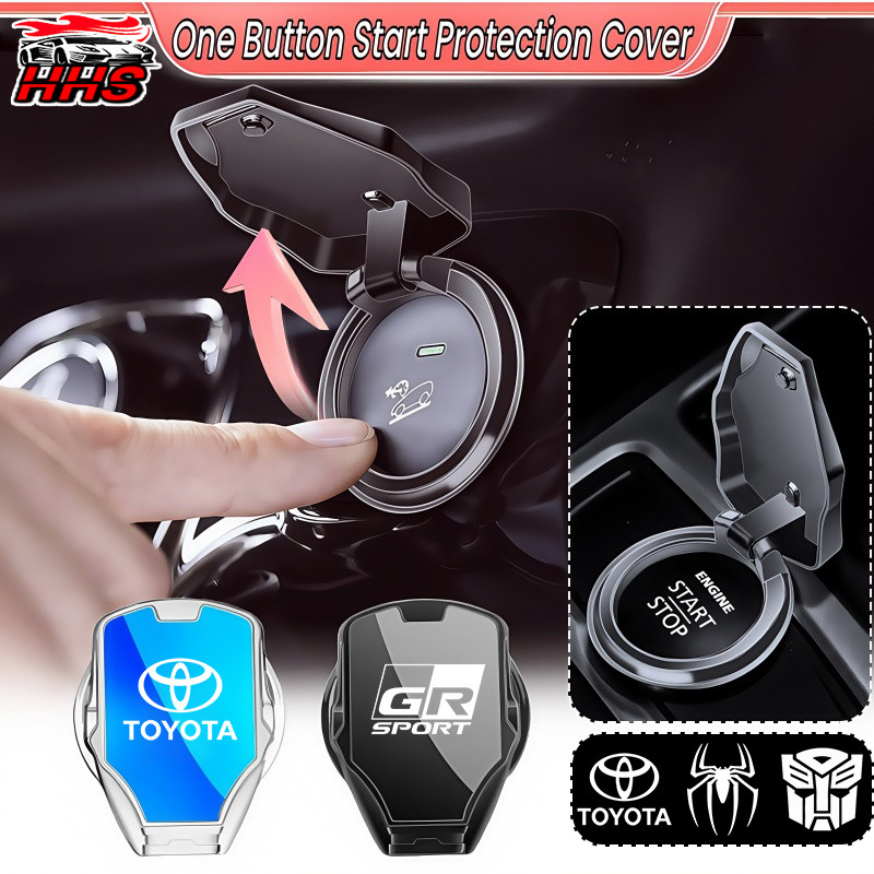Toyota สังกะสีอัลลอยด์ One Click ปุ่มสตาร์ทฝาครอบเครื่องยนต์ Lgnition Protector การปรับเปลี่ยนปุ่มตกแต่งสําหรับ Toyota Vios Hilux Rush Innova Veloz Fortuner Alphard Camry RAV4 Harrier