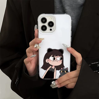 เคสมือถือ For iPhone 11 15 16 14 13 12 Pro Max X XS XR 13 12 Pro 15 16 Plus Case ลายคู่น่ารัก ครีม IMD แบบนิ่ม TPU เคส