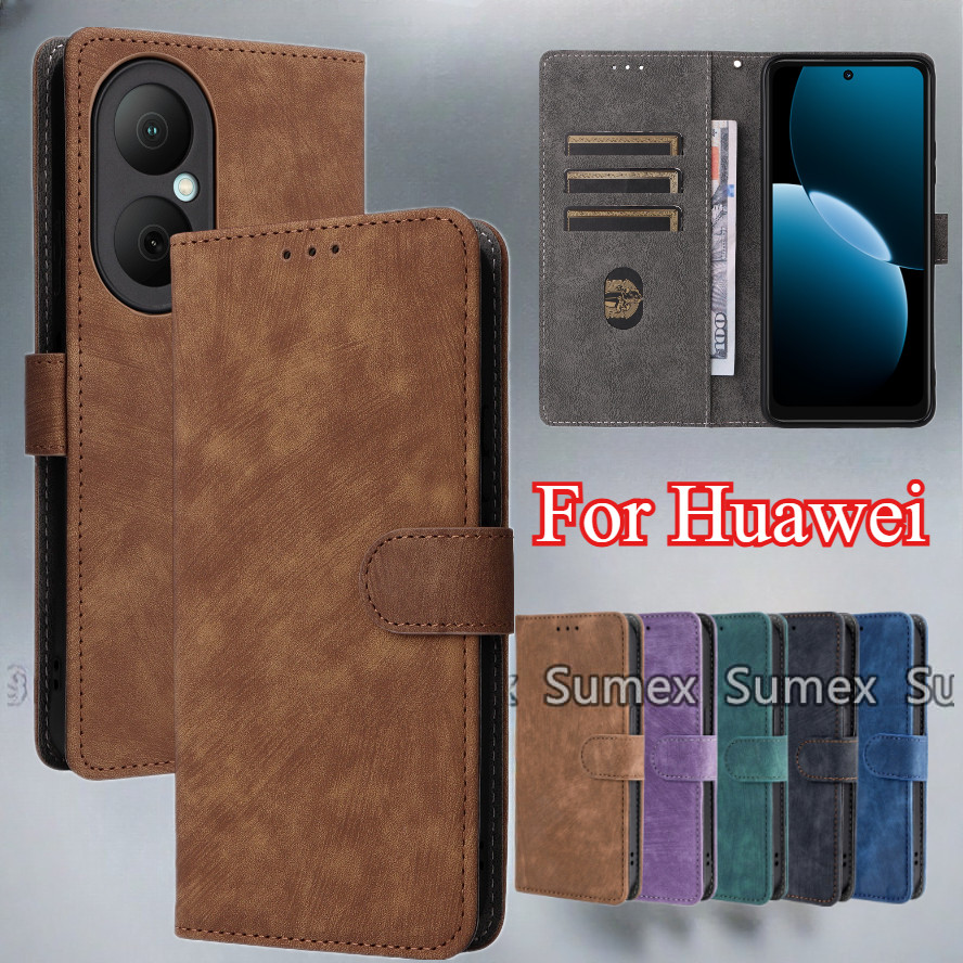 ฝาครอบหนังสําหรับ Huawei Nova Y73 Y72 Y71 Y70 Y90 Y61 14 13 Pro Ultra 12 11 10 se 14i 13i 12i Stand Holder Magnetic Card Slot กระเป๋าสตางค์ RFID กันกระแทก Lanyard ปลอก