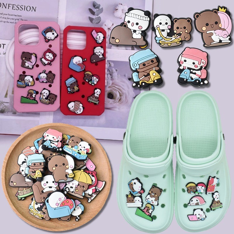 ใหม่คนรักหมีน้อยน่ารักJibitz DIYรองเท้าCharms EmoticonออกแบบJibitzสําหรับรองเท้าอุปกรณ์เสริมสําหรับช