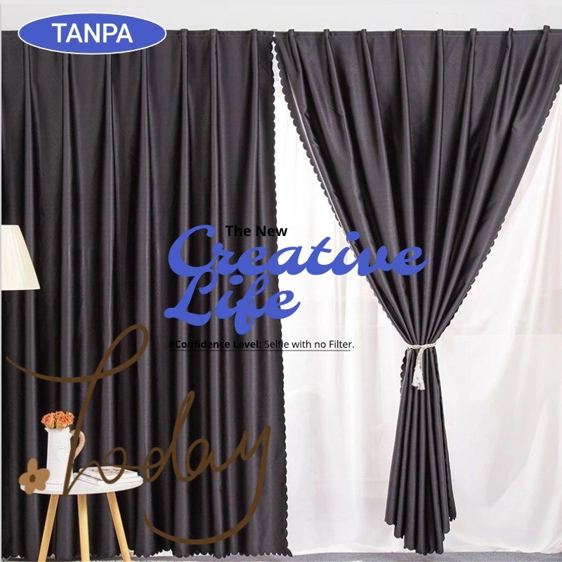 TANPA ตีนตุ๊กแก ม่านบังแสง ห้องรับแขก ผ้าม่านกันแสง100% เรียบง่ายและทันสมัย ลดเสียงรบกวนได้อย่างมีประสิทธิภาพ