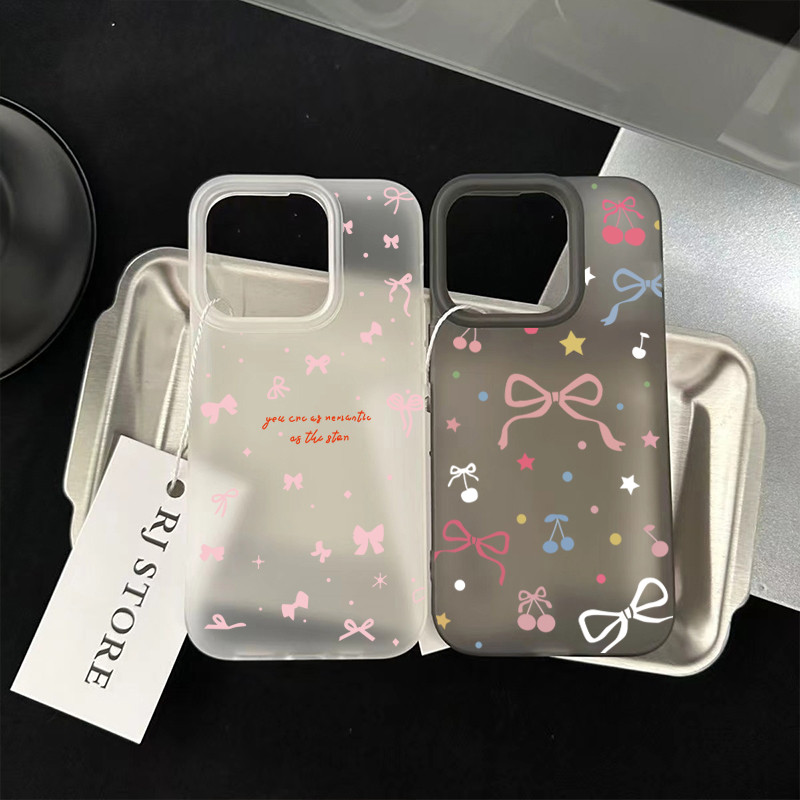 เคสโทรศัพท์มือถืออะคริลิคใส For iPhone15 14 11 13 12ProMax X XS 7 8Plus โบว์ลอยนุ่มป้องกันการชน ส่งจากไทยสินค้า