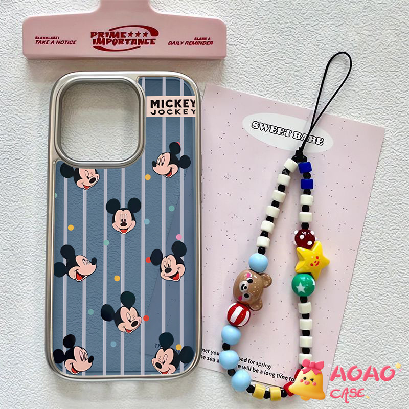 การ์ตูนน่ารักมิกกี้เมาส์สร้อยข้อมือโปร่งใส เคสiPhone 13 11 16 15 14 12 Pro Max 16 7 8 15 Plus XR X XS MAX SE 2020 - รูปที่ 5