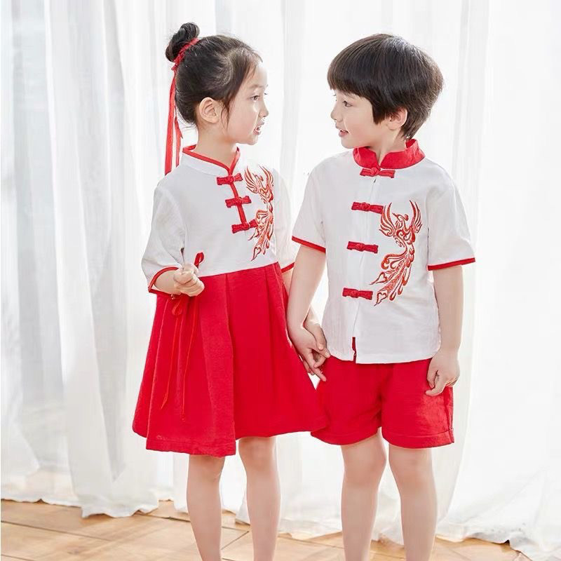 เด็ก ฮันฟู สไตล์จีนคอรัสเครื่องแต่งกายชายหญิงโบราณเครื่องแต่งกายอนุบาลบทกวีเชิญจีนประสิทธิภาพเครื่องแต่งกาย