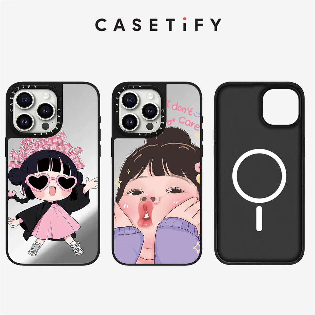 กระจกแม่เหล็ก Graffiti สาว Hard Anti fall เคสโทรศัพท์สําหรับ iPhone 16 Pro Max 16 Plus 15 Pro Max 16 15 14 13 12 11 กรณี Anti การสั่นสะเทือนอะคริลิคปลอก