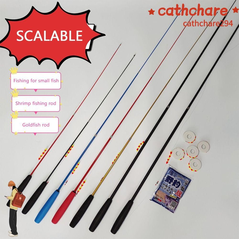 Cathchare294 เบ็ดตกปลาครบชุด, Spincast Fishing Reel Fishing Pole ชุดเบ็ดตกปลา, Casting Rod Carbon Fibre 0.7/1.0/1.5/1.8/2.1m Feeder Rod Combo ตกปลา