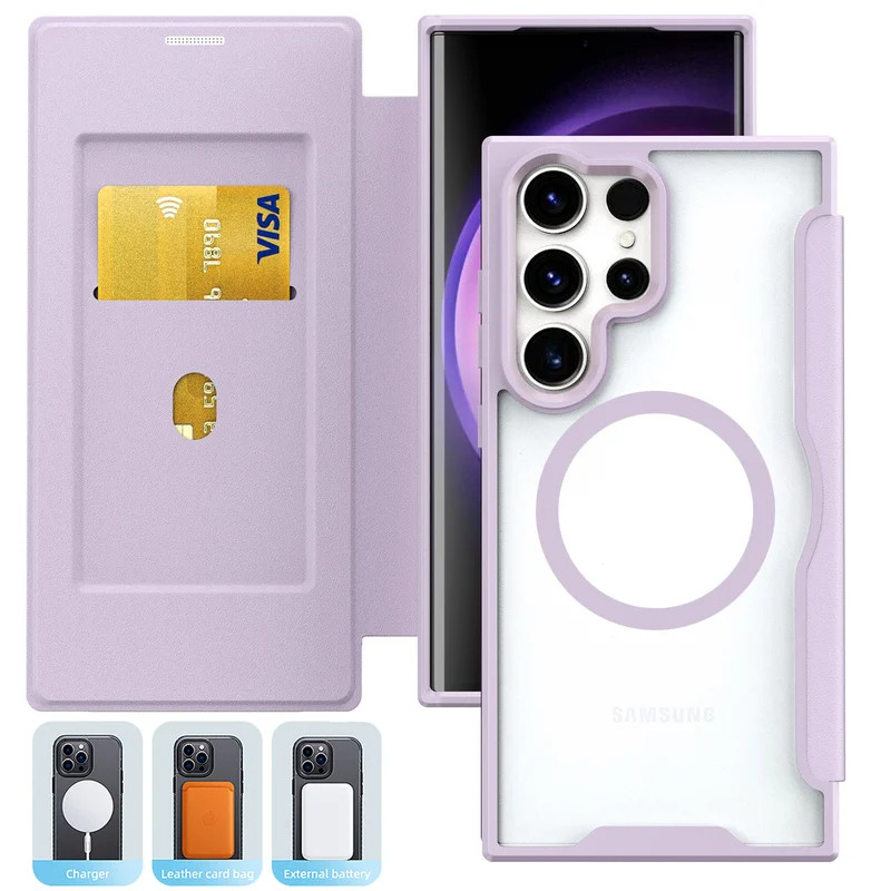 หรูหราธุรกิจพลิกช่องเสียบการ์ดแม่เหล็กหนัง PU เคสโทรศัพท์สําหรับ Samsung Galaxy S25 Ultra S24 S23 Ultra Plus S23FE A54 โปร่งใสกันกระแทกปกแข็ง ราคา ถูกที่สุด ดีลบีเคเค แกลเลอรีภาพที่ 6