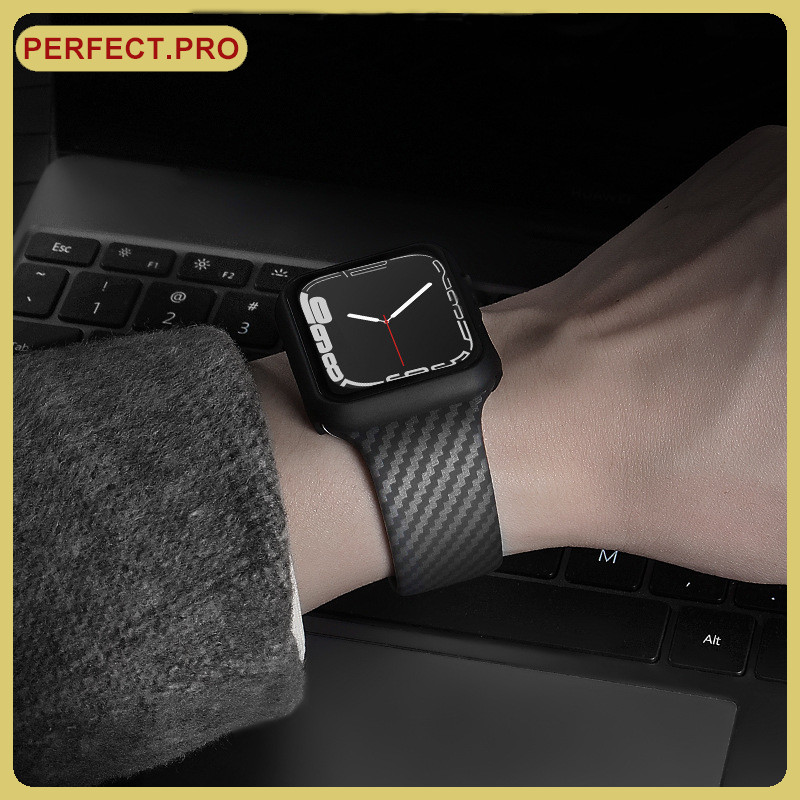 เหมาะสำหรับ Smart Watch สายซิลิโคน S11 10 9 87 6 5 4 SE รูปแบบคาร์บอนไฟเบอร์สายรัดเหมาะสำหรับ 49/46/42/45/44/41/40/38mm
