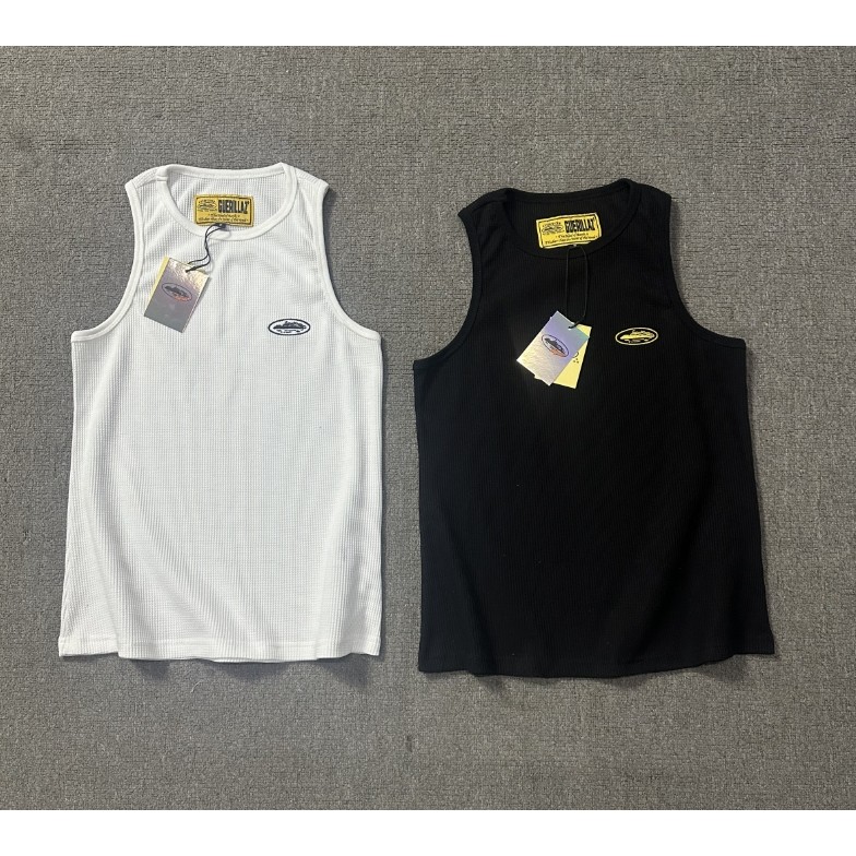 เสื้อกั๊กคอกลมปักลายตัวอักษรพื้นฐานอเนกประสงค์เสื้อยืดแขนกุดลําลอง