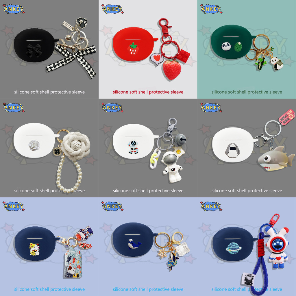 For EDIFIER Comfo C / R1 Open-ear Earphone Silicone Case Earbuds Cute Shark Soft Protective Headphone Cover Headset Skin with Pendant