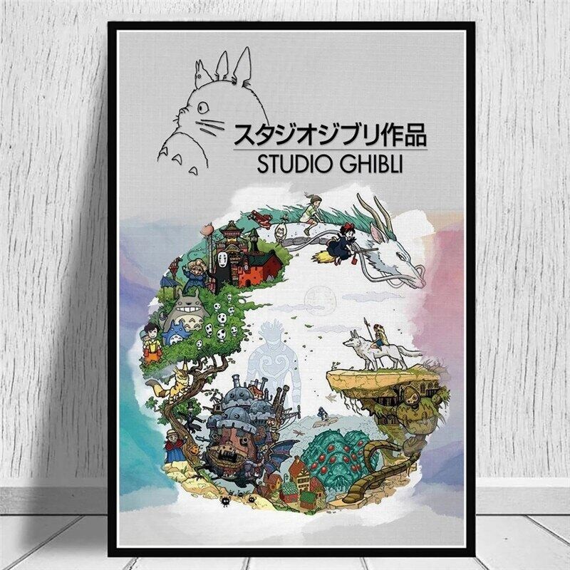 อะนิเมะญี่ปุ่นมิยาซากิ Hayao การ์ตูนโปสเตอร์และพิมพ์ Spirited Away ภาพวาดผ้าใบตกแต่ง Wall Art ภาพสําหรับห้องนั่งเล่น
