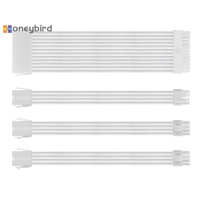 Honeybird PSU ATX 24Pin สายไนลอนถัก 8-pin 6 + 2pin สายไฟ 24-pin เมนบอร์ดสําหรับคอมพิวเตอร์พีซีกรณีสา