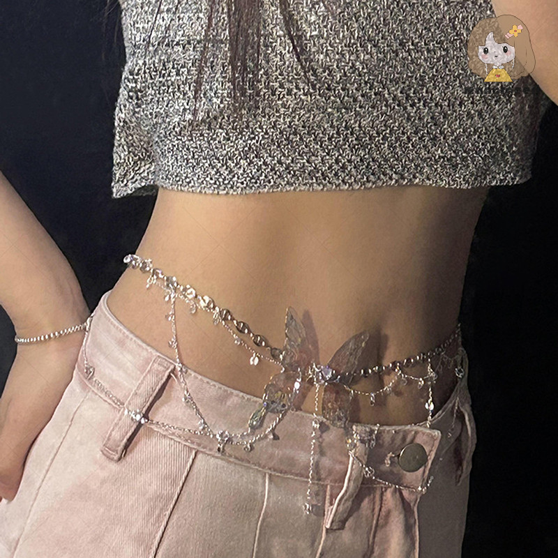 [LO] Dainty จี้ผีเสื้อ Multiayer สร้อยคอโซ่เอว Elegant Body Chain Party เครื่องประดับของขวัญ TH