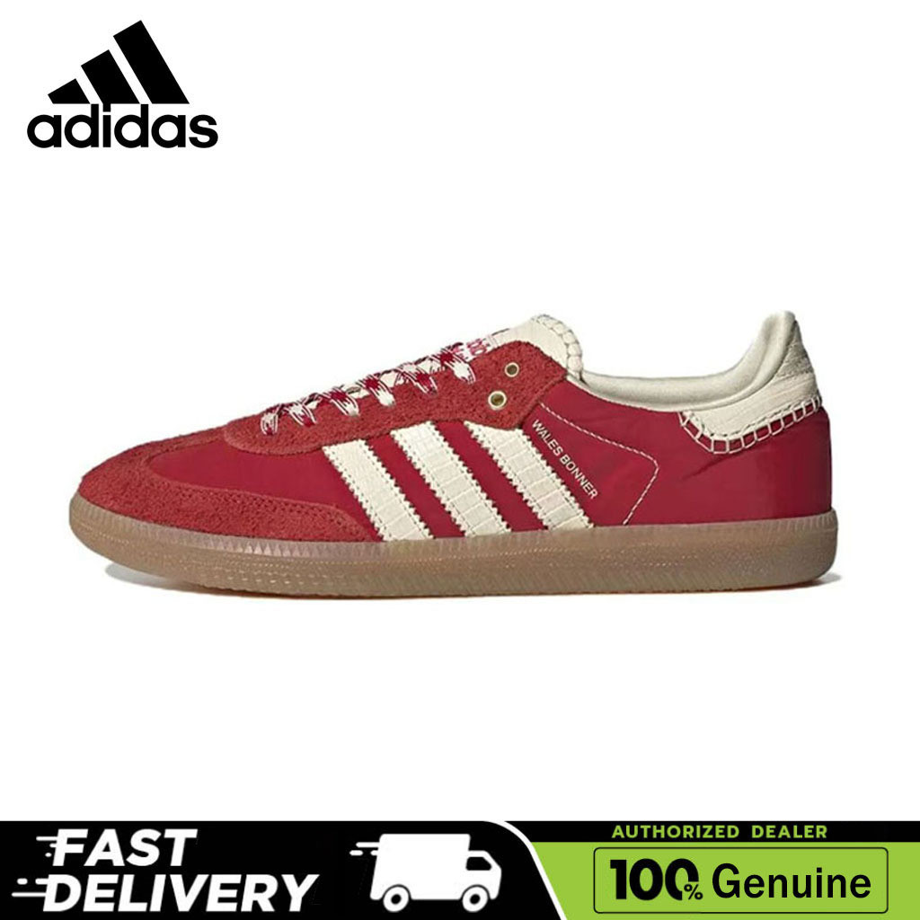 adidas originals Samba รองเท้าสำหรับผู้ชายและผู้หญิง รองเท้ากีฬาลำลอง สีแดง