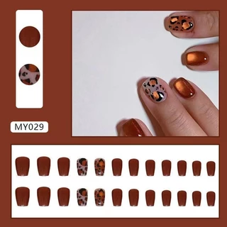 MYส่งจากไทย เล็บปลอม สีลูกแก้วแคทอาย กันน้ำ แถมกาวน้ำ พร้อมติด ครบไซส์ 24 ชิ้น เกรด ABS ดีกว่าเล็บ PVC ทําเล็บ สินค้าพ